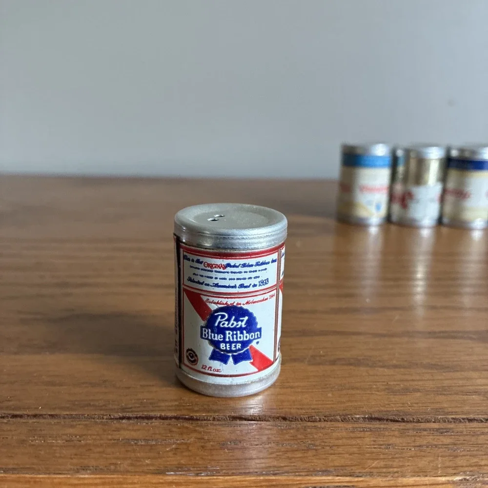 Vintage Mini Beer Can Salt & Pepper Shakers Lot Of 10 Novelty 60s 70s Rare